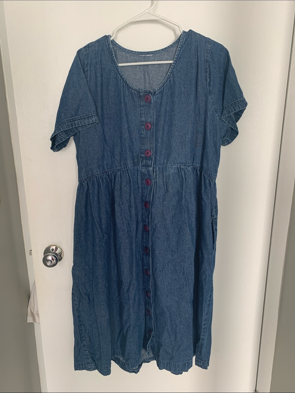 Girls' Blue Denim Button-Front Dress